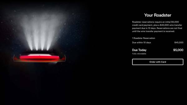 Tesla вимагає 50 тисяч доларів за ще не побачений Roadster